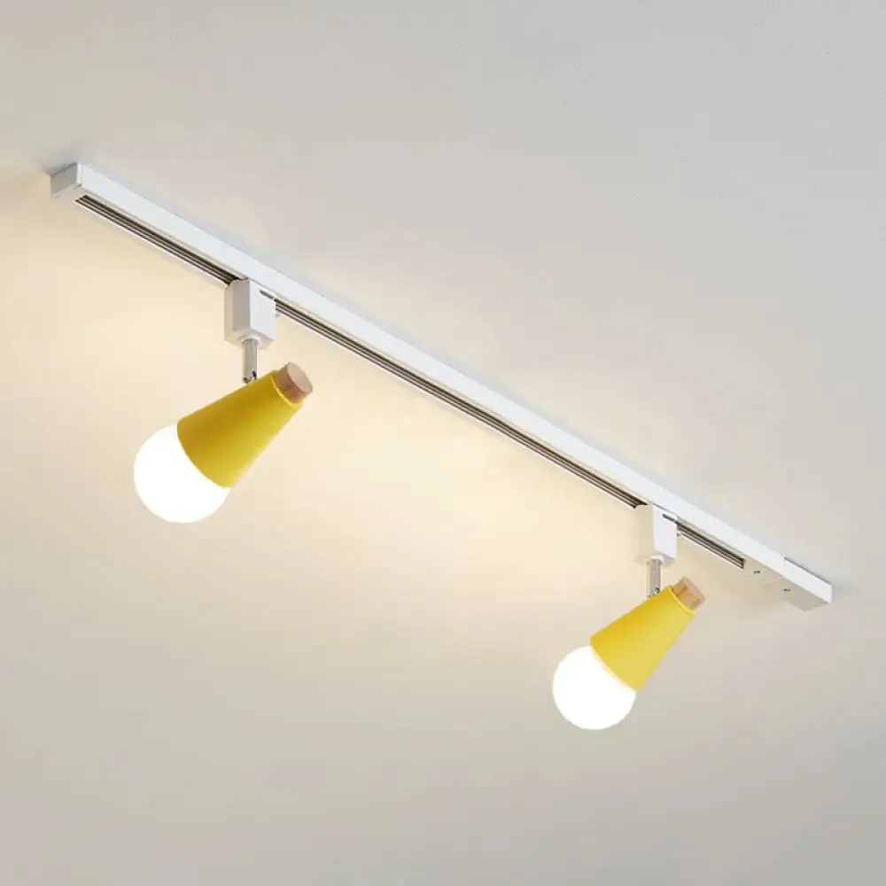 Nordic Conical Semi Flush Track Light for Living Room Ceiling