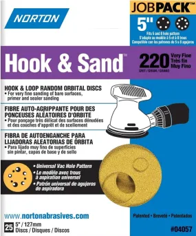 Norton 04057 Sanding Disc, 5 in Dia, Coated, P220 Grit, Very Fine, Aluminum Oxide Abrasive, C-Weight Paper Backing :PK 25: QUANTITY: 1