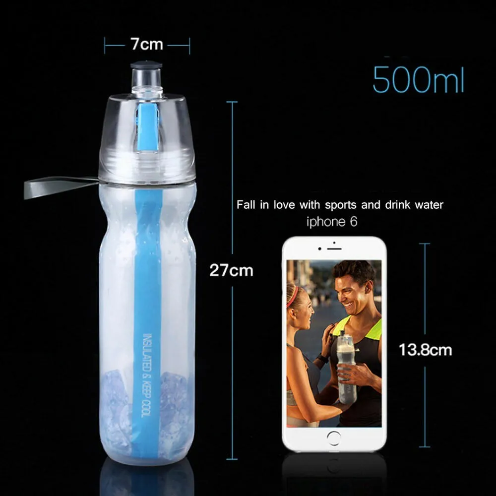 O2COOL Keep Cool Insulated Bike Water Bottle Spray Mist