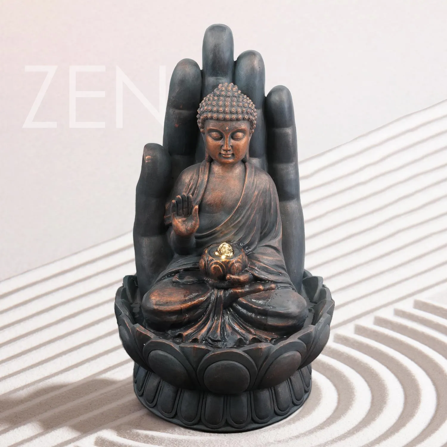 Palm Buddha Water Feature Outdoor With LED