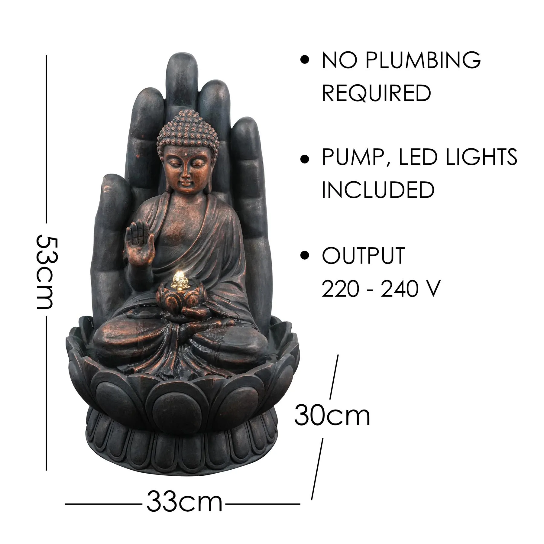 Palm Buddha Water Feature Outdoor With LED