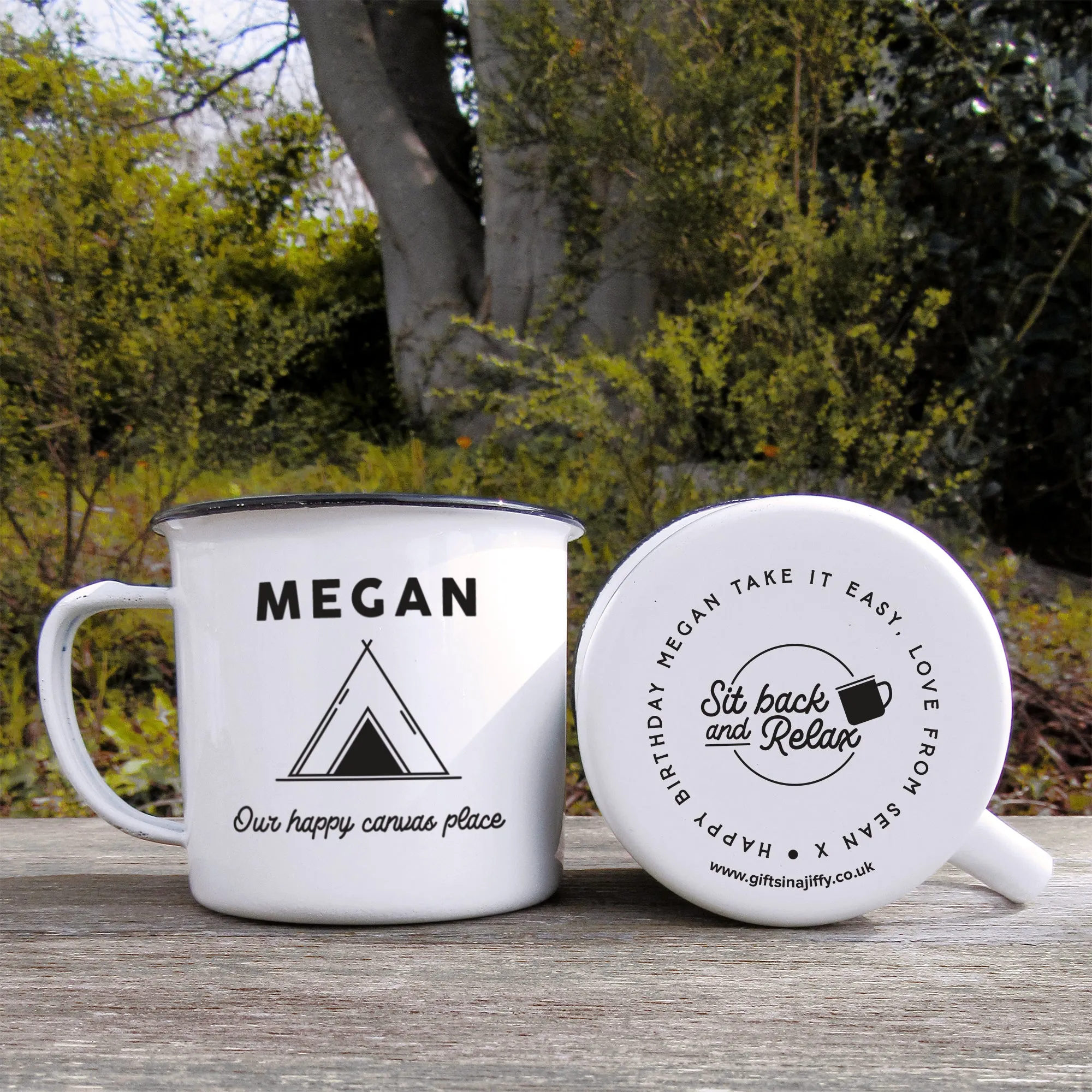 Personalised Camping Mug, 13 oz Metal Enamel Mug