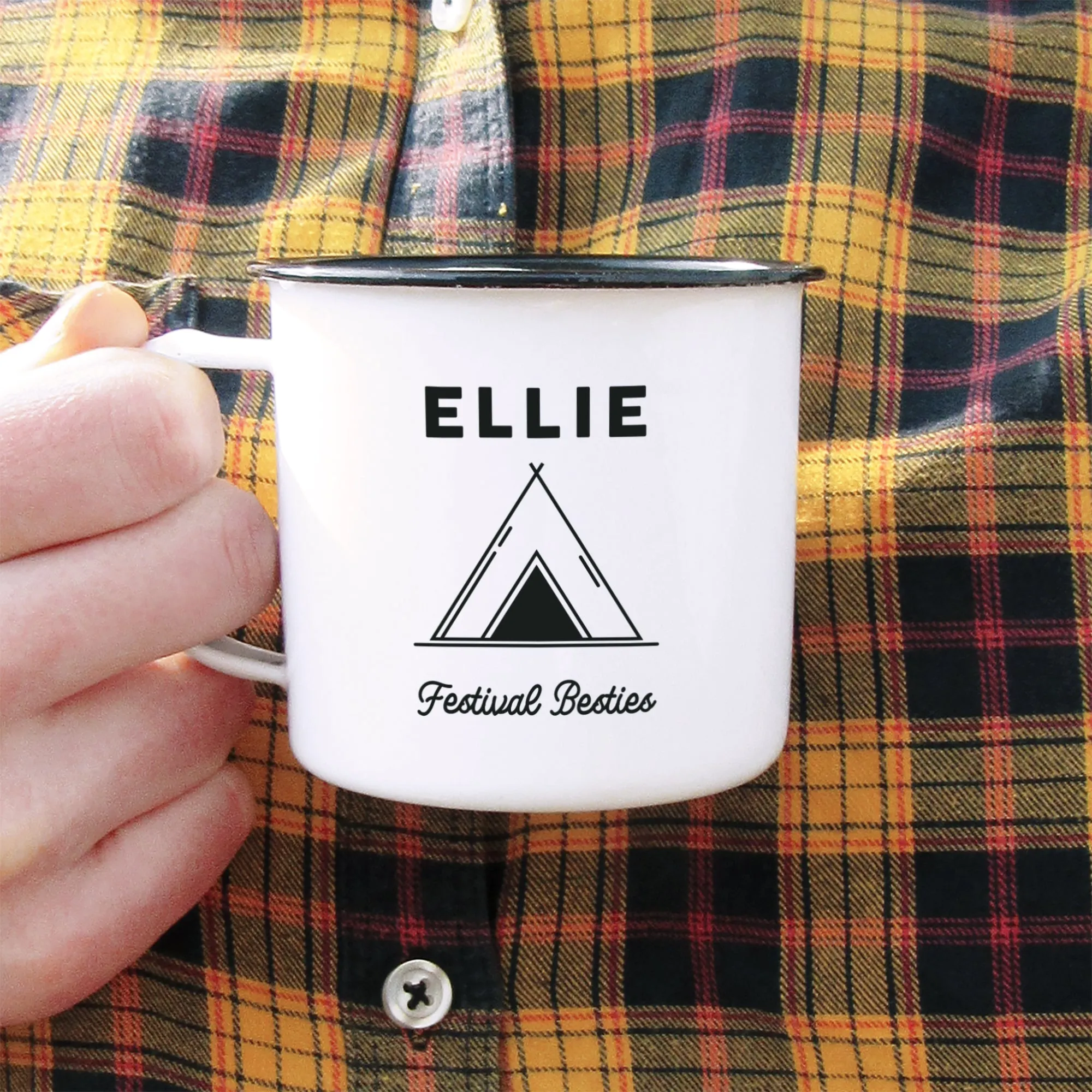 Personalised Camping Mug, 13 oz Metal Enamel Mug