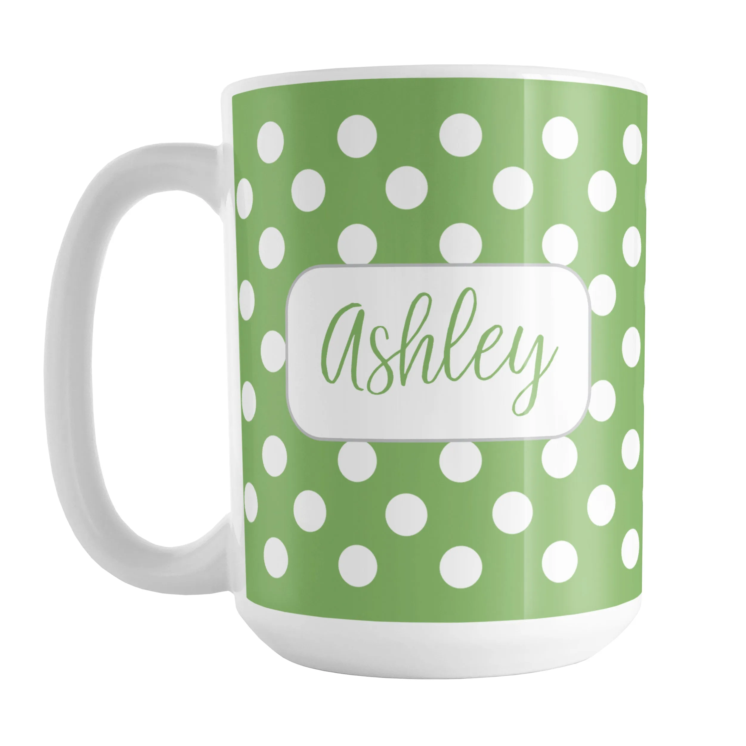 Personalized Green Polka Dot Mug