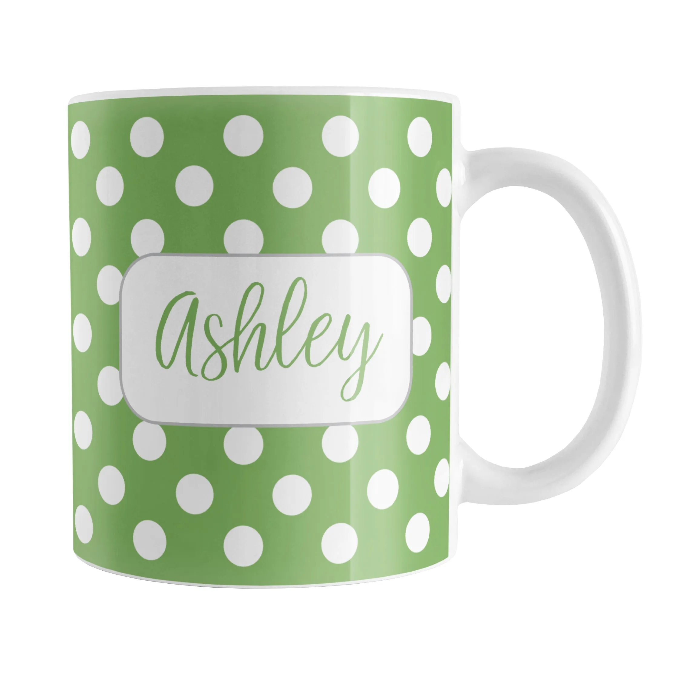 Personalized Green Polka Dot Mug