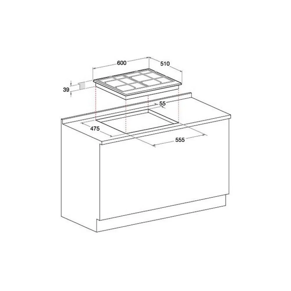 Piano Cottura A Gas Hotpoint PCN 642 T/IX/HA 4 Fuochi (L59xP51) Inox