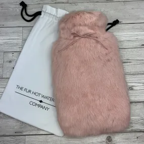 Pink Luxury Rabbit Fur Hot Water Bottle - Large - Peony Pink