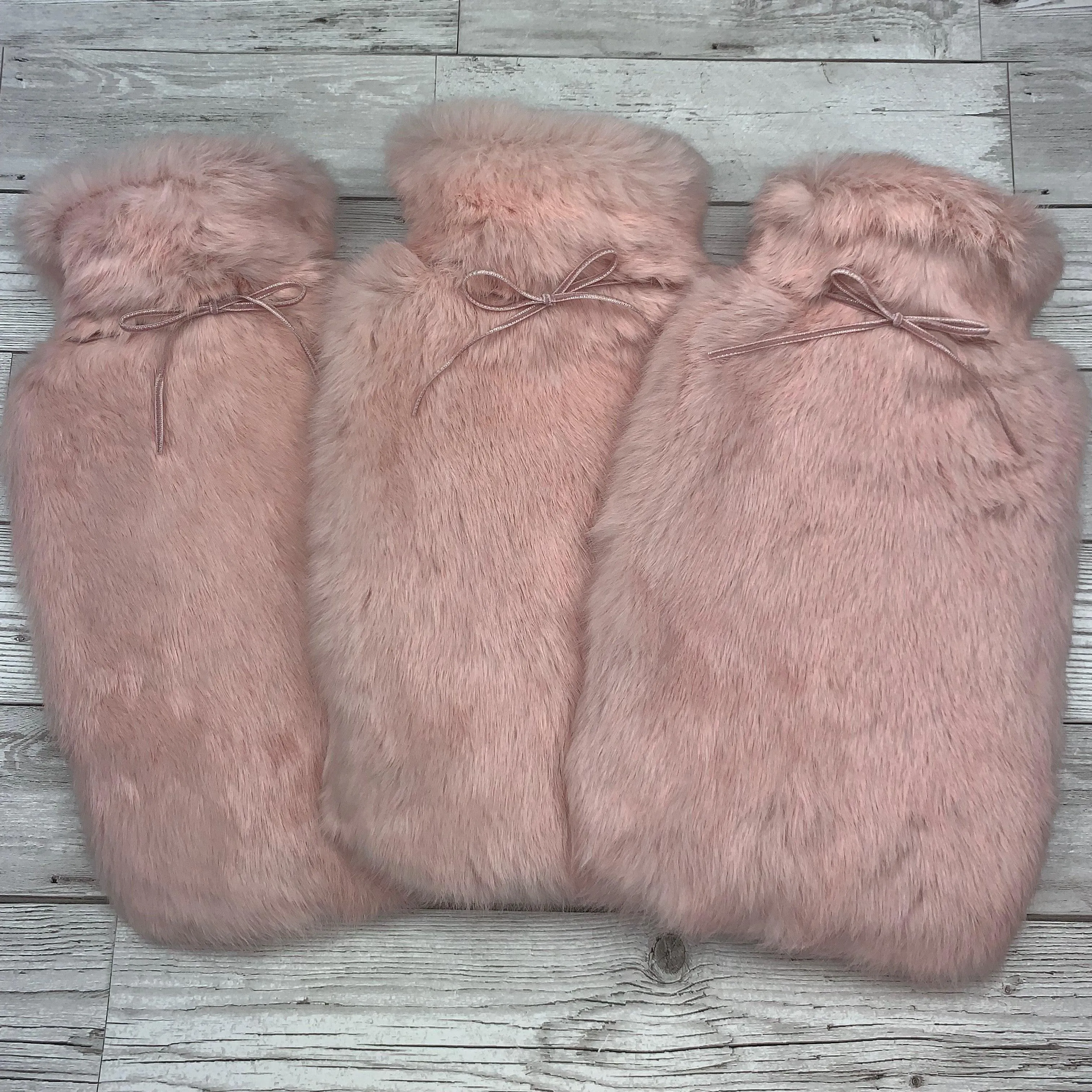 Pink Luxury Rabbit Fur Hot Water Bottle - Large - Peony Pink