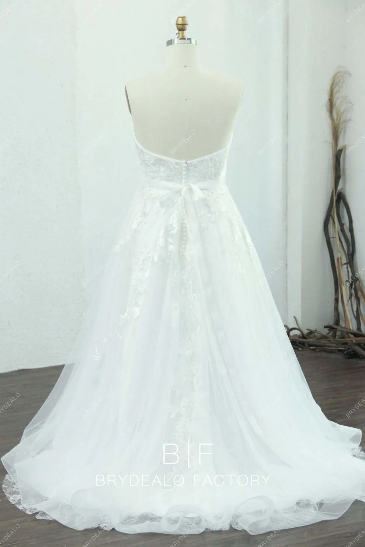 Plus Size Strapless Designer Lace Garden Wedding Ball Gown