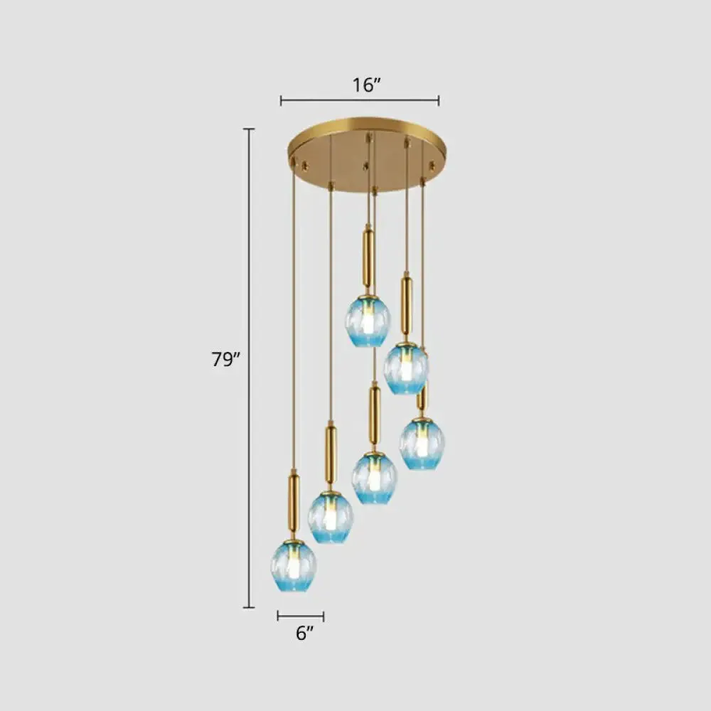 Postmodern Ombre Glass Ceiling Pendant Light for Living Room