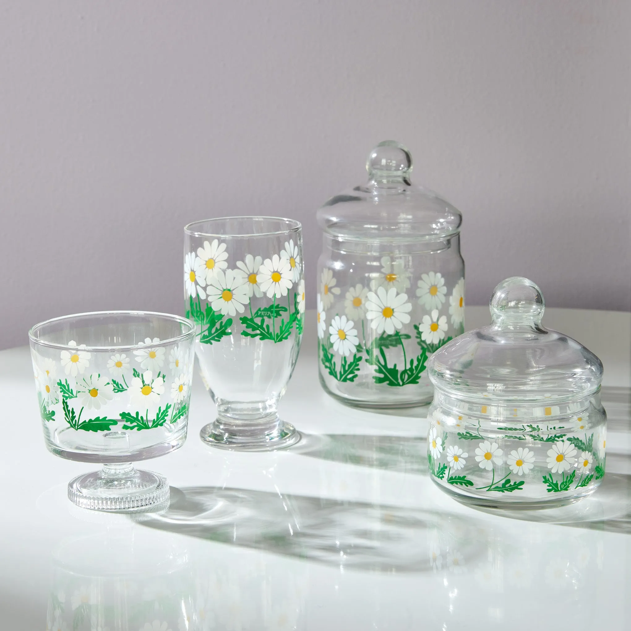 Retro Glass Footed Dessert Cup - Growing Daisies