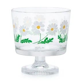 Retro Glass Footed Dessert Cup - Growing Daisies