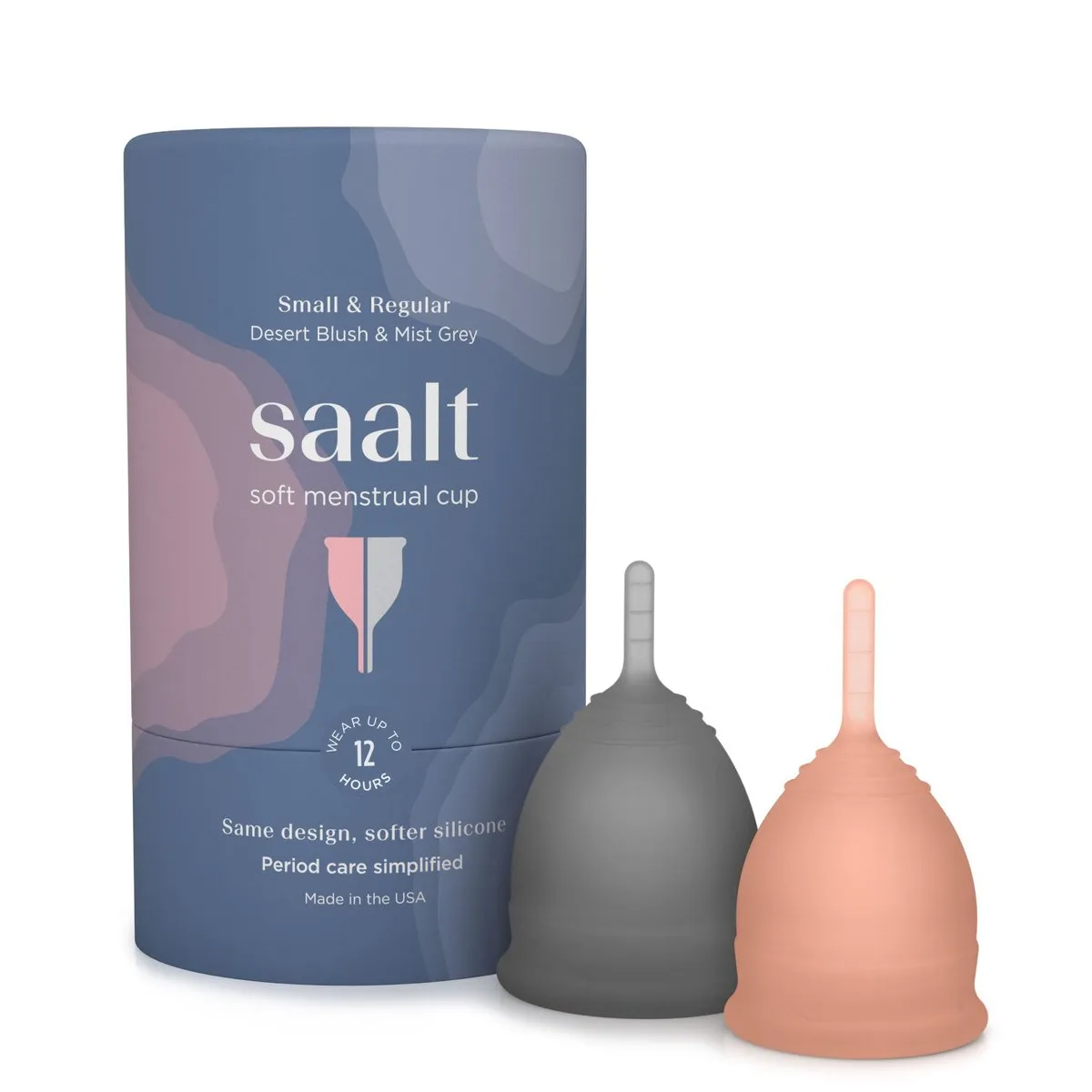 SAALT Menstrual Cup Duo Pack Soft - Small Desert Blush & Regular Mist Grey