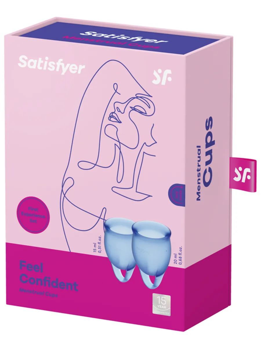 SATISFYER Menstrual Cup with Loop Stem - Dark Blue (2 Pack)