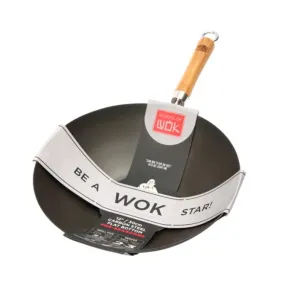 School of Wok Pre-Seasoned Wok 14 inch Flat Base