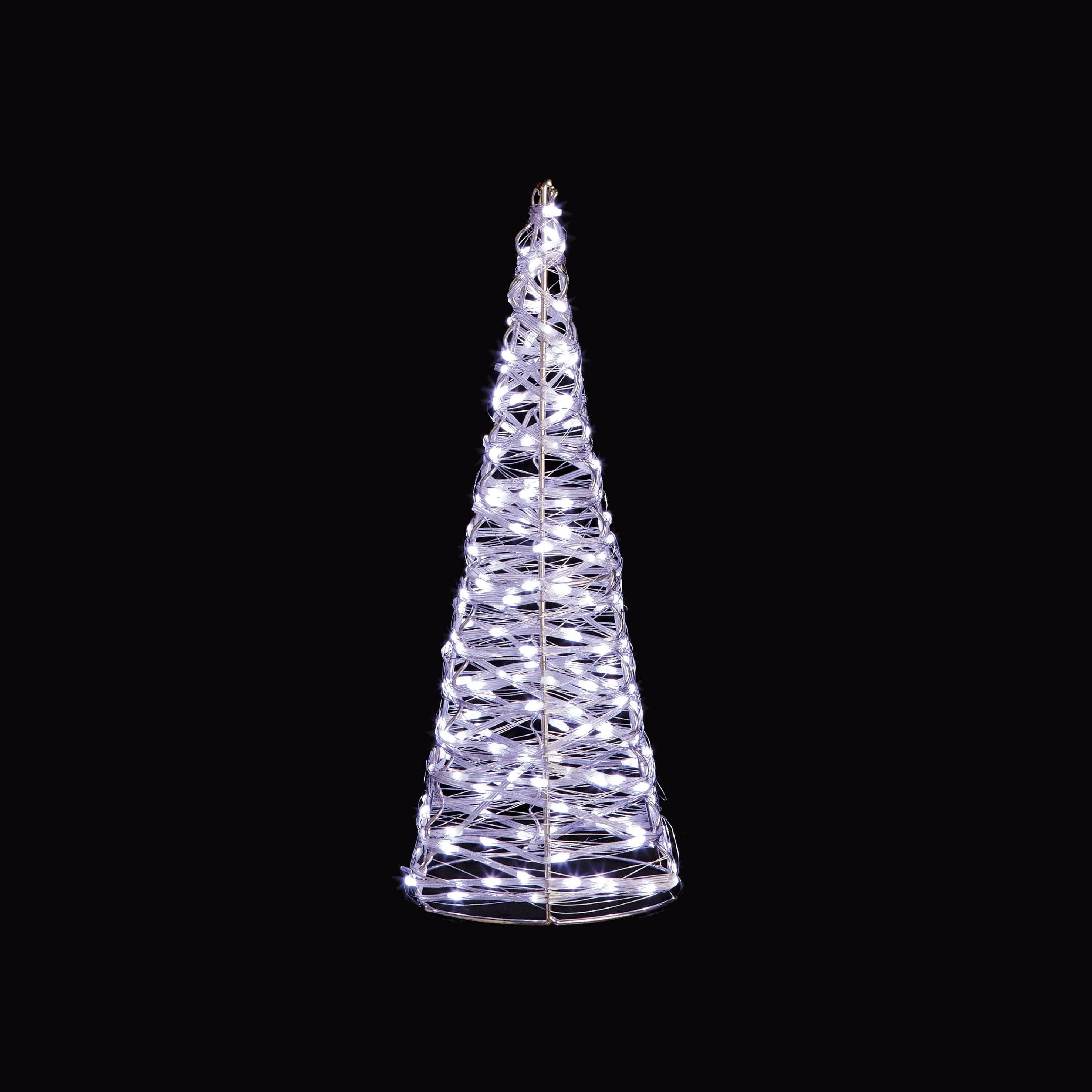 Set of 3 Silver Christmas Cones With 900 White LEDs