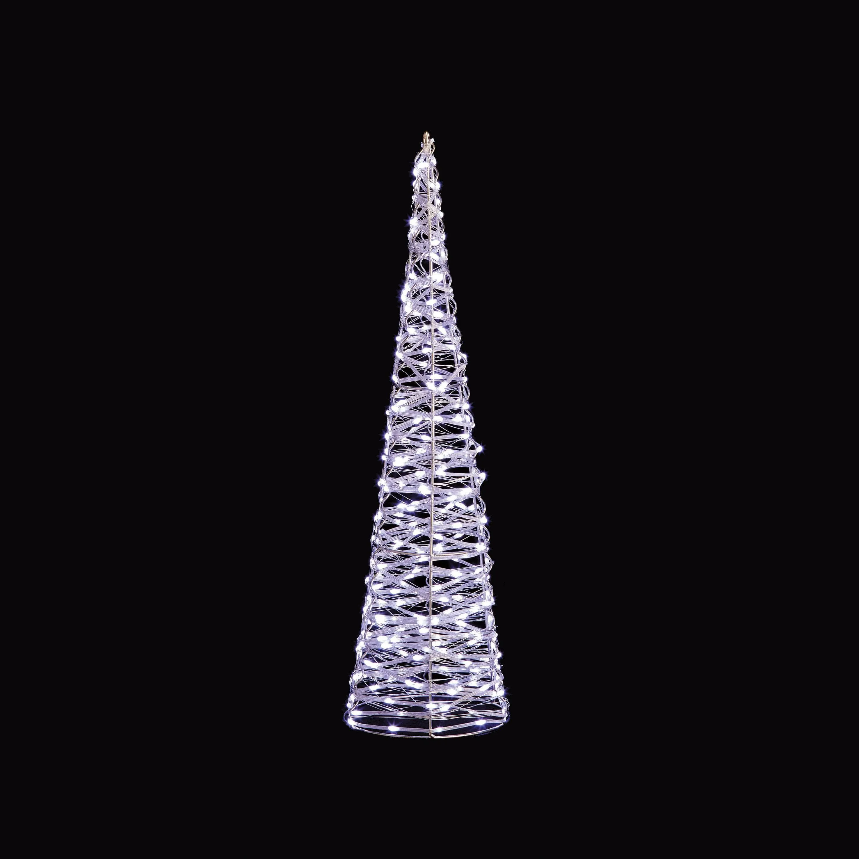 Set of 3 Silver Christmas Cones With 900 White LEDs