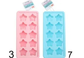 Silicone ice tray, star, 2 assort