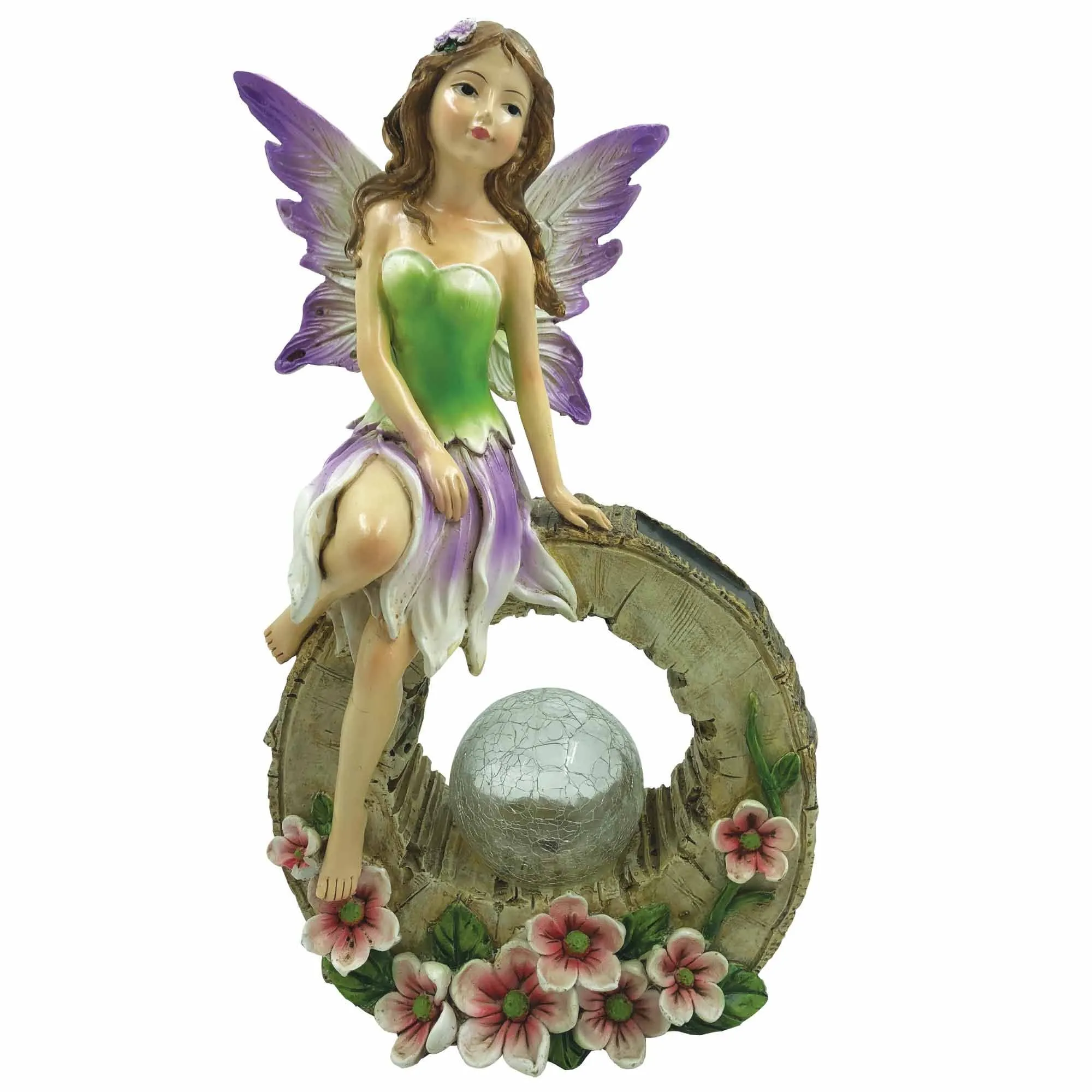 Silver & Stone Solar Crackle Ball Fairy