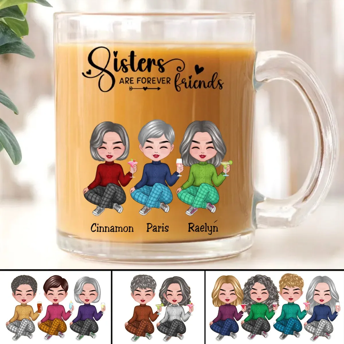 Sisters - Sisters Are Forever Friends - Personalized Glass Mug