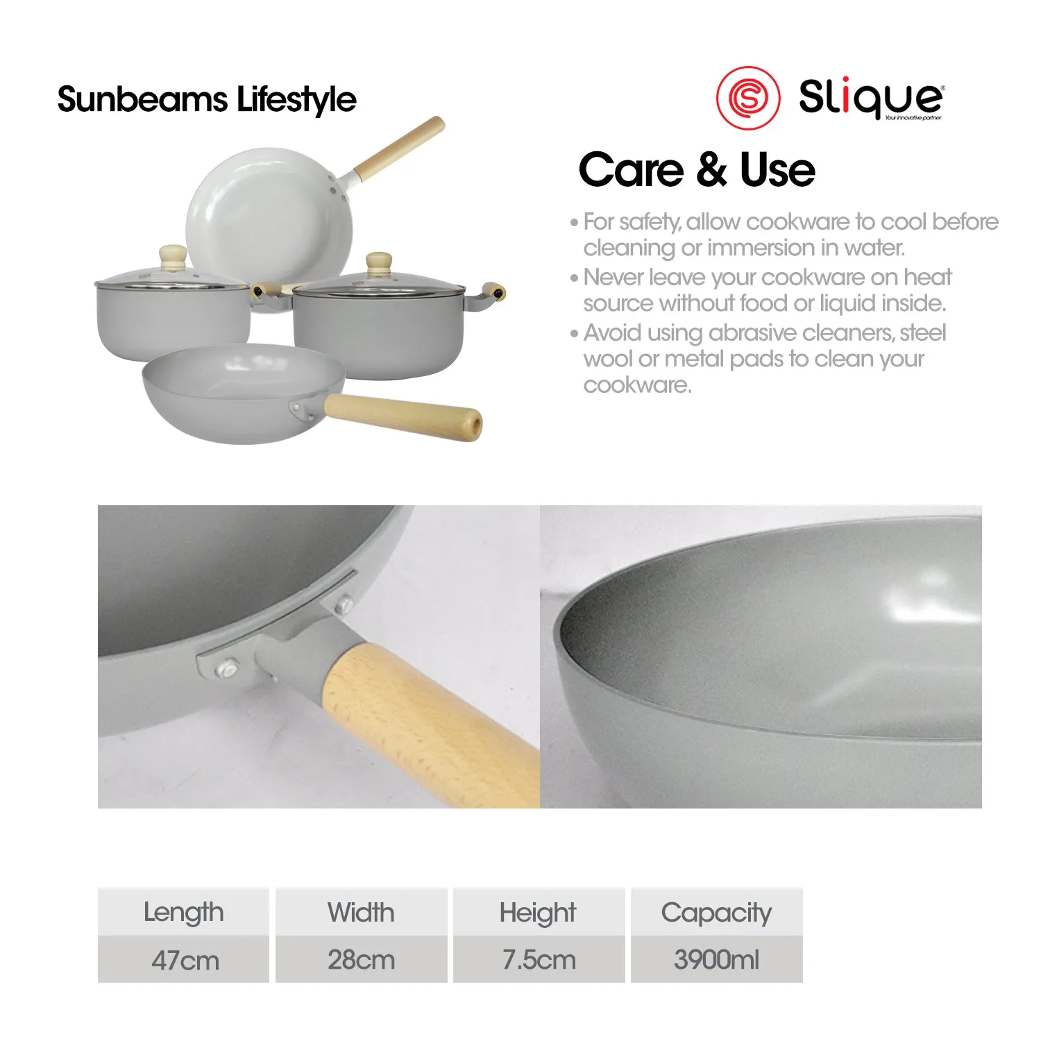 SLIQUE Premium Wok Pan 24cm/28cm Minimal Collection