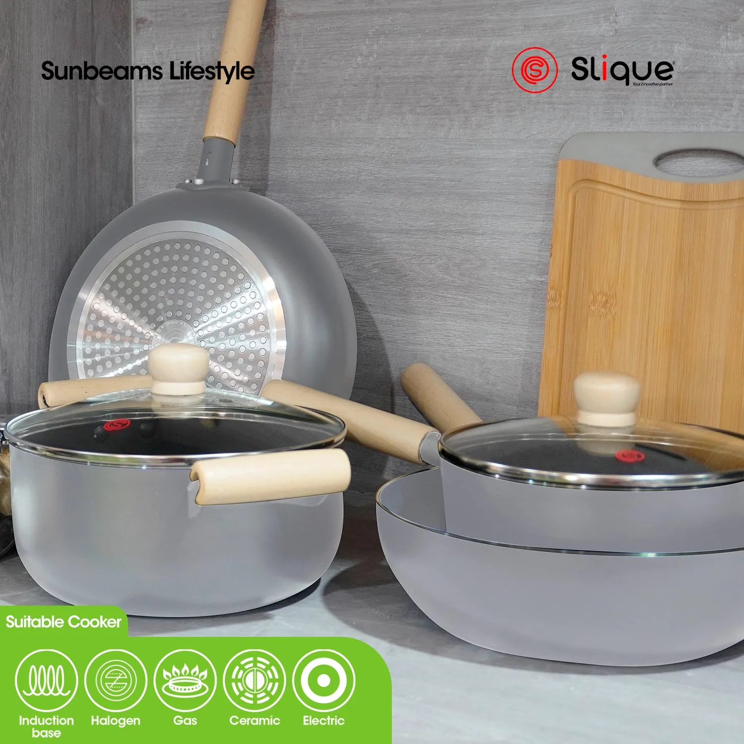 SLIQUE Premium Wok Pan 24cm/28cm Minimal Collection