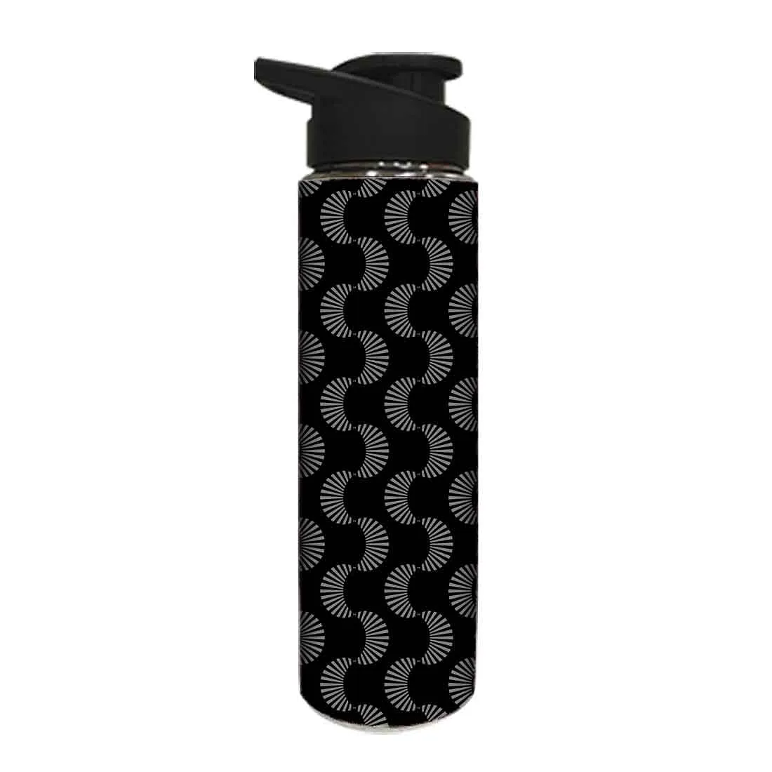 Stainless Steel Water Bottle -  Black Retro Design