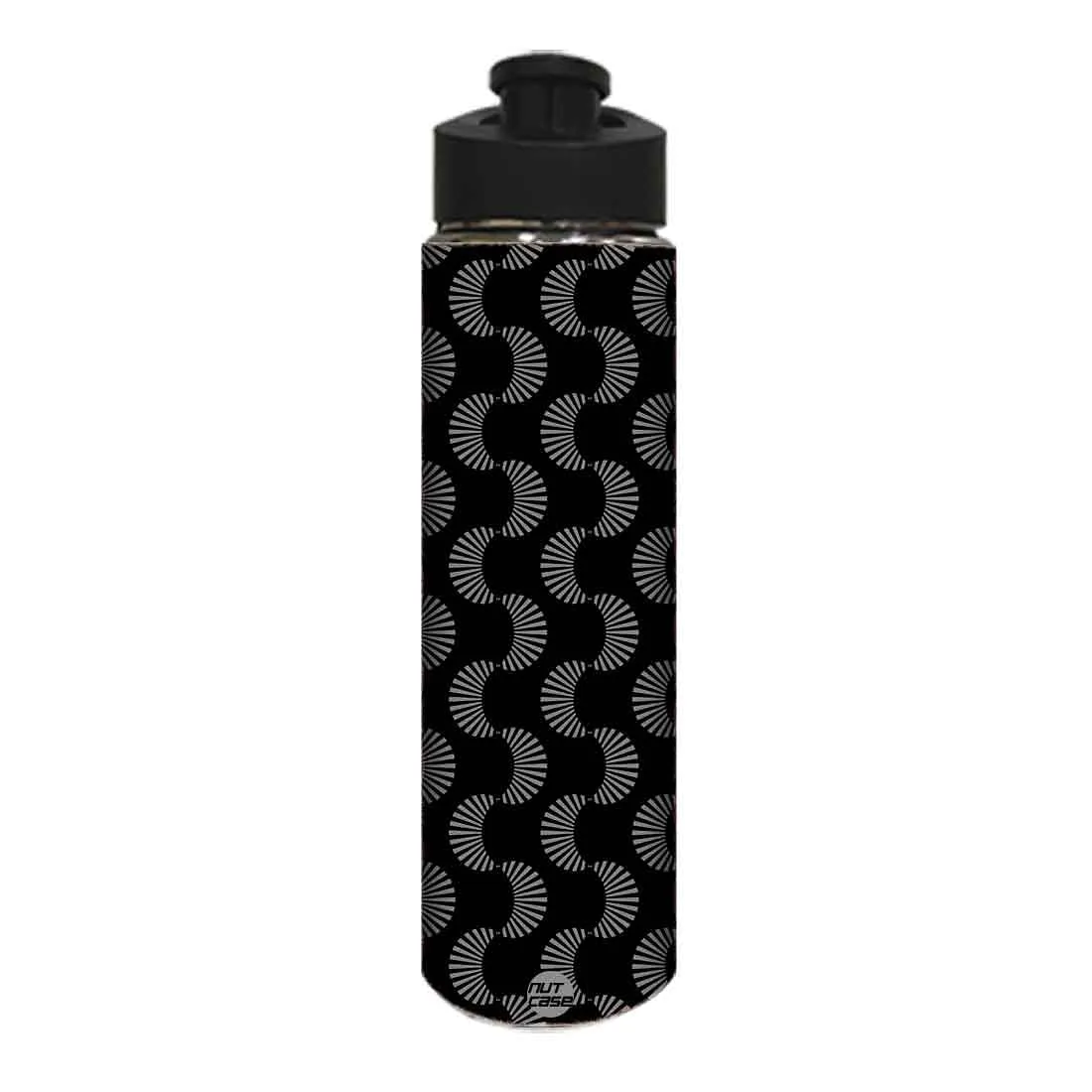 Stainless Steel Water Bottle -  Black Retro Design