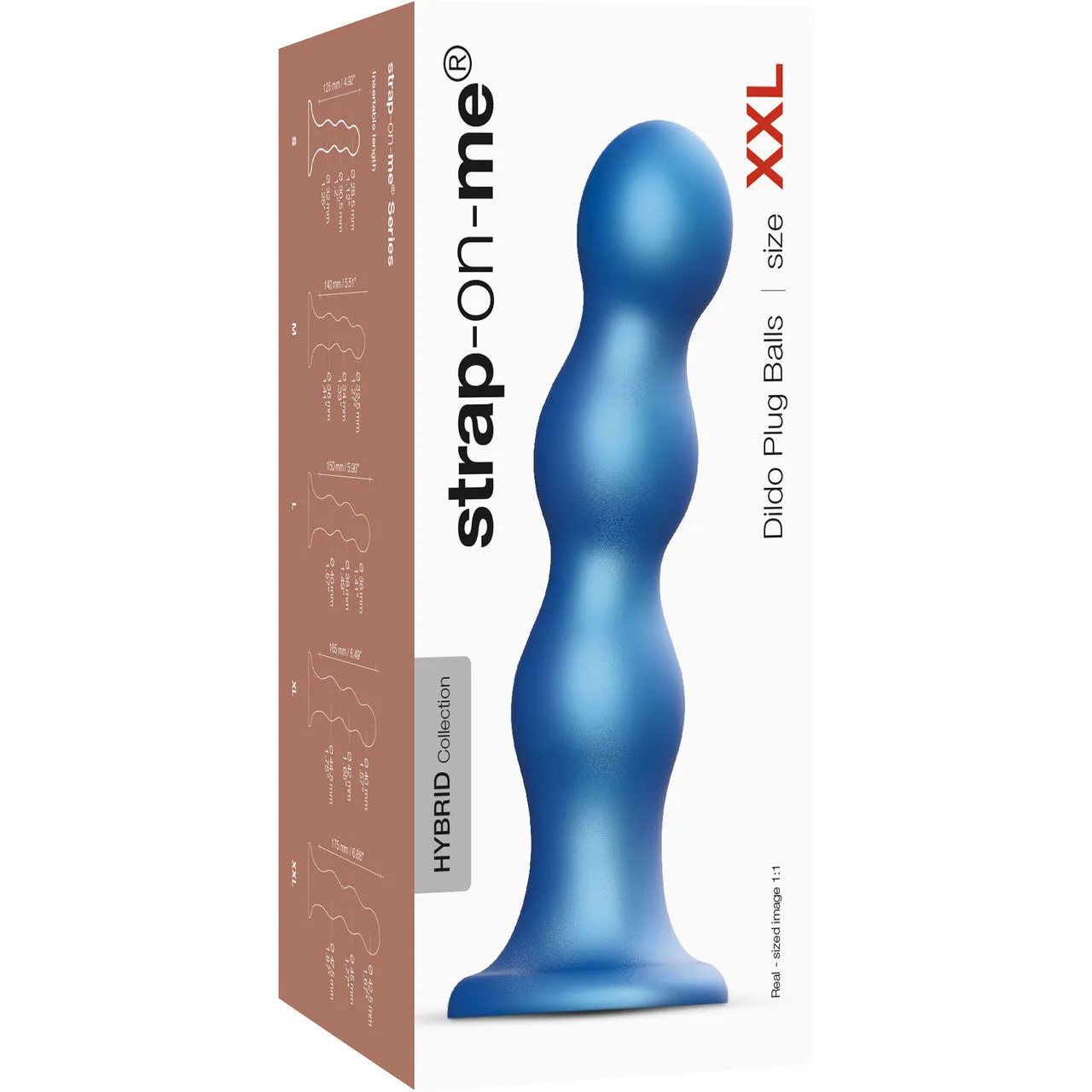 Strap-on-Me Hybrid Collection Ballsy Silicone Suction Cup Dildo - XXL Metallic Blue