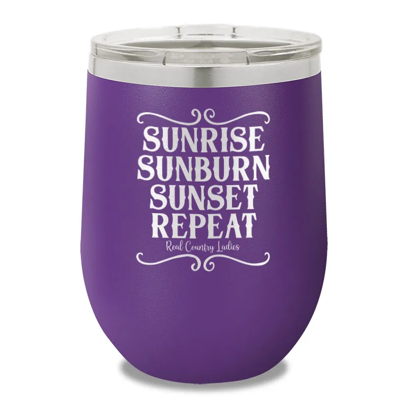 Sunrise Sunburn Sunset Repeat 12oz Stemless Wine Cup