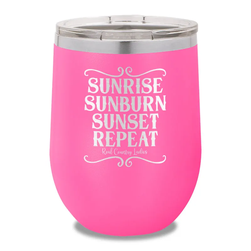 Sunrise Sunburn Sunset Repeat 12oz Stemless Wine Cup