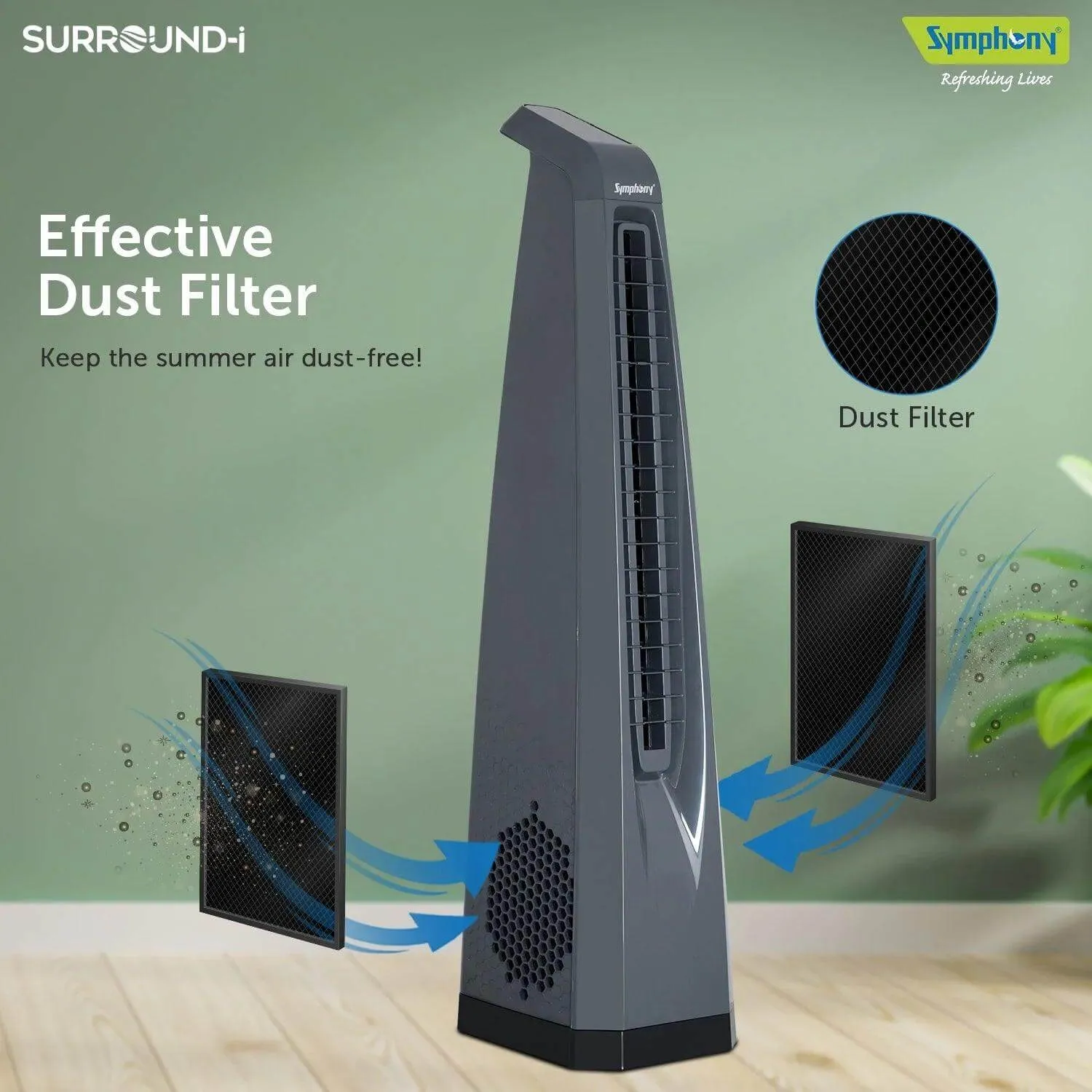 Surround-i Bladeless Tower Fan with Remote Control Grey