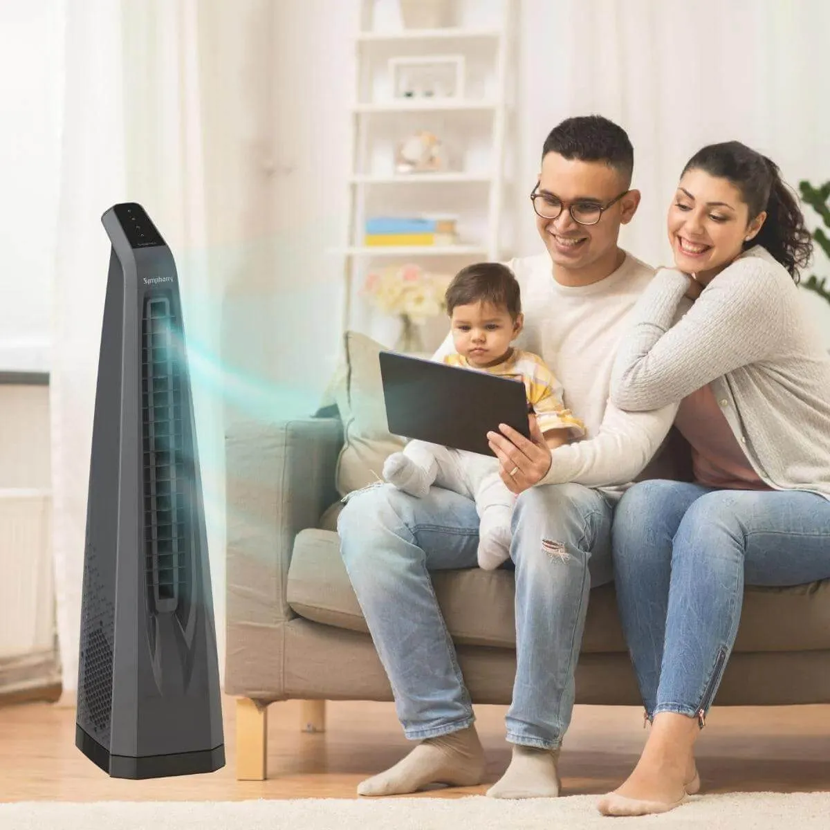 Surround-i Bladeless Tower Fan with Remote Control Grey