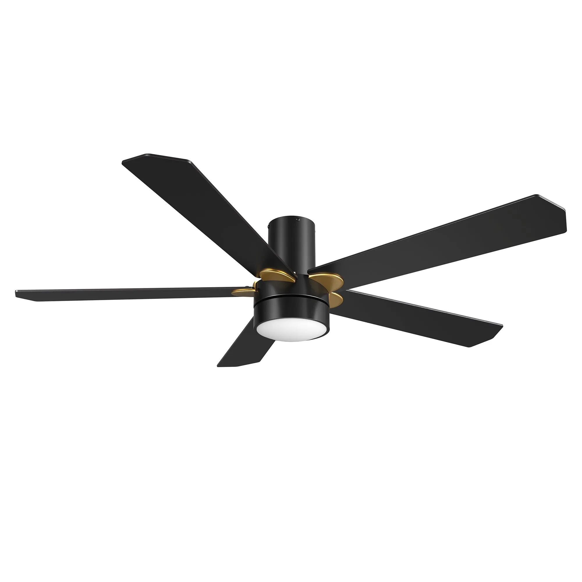 TAMPA 52 inch 5-Blade Flush Mount Smart Ceiling Fan with LED Light Kit & Remote- Black/Black