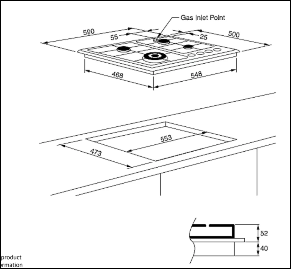 Technika TB64GWFSS-4 4 Burner Stainless Steel Gas Cooktop