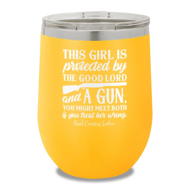 The Good Lord And A Gun 12oz Stemless Wine Cup