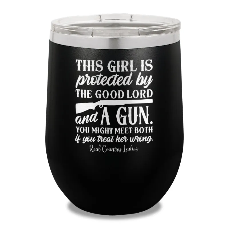 The Good Lord And A Gun 12oz Stemless Wine Cup