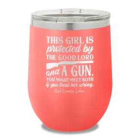 The Good Lord And A Gun 12oz Stemless Wine Cup