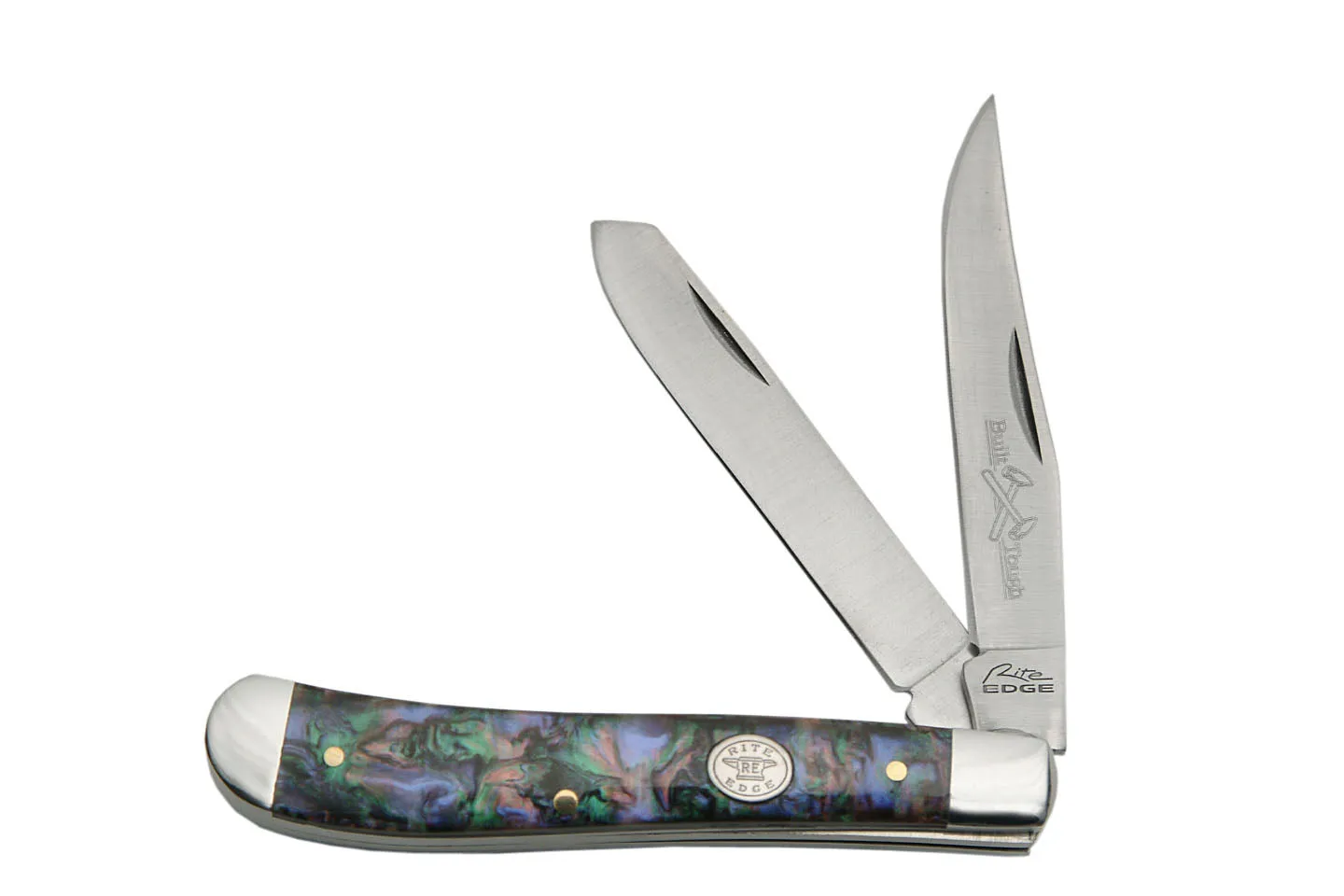 Traditional 2-Blade Trapper Pocket Knife - Purple and Green Pearl