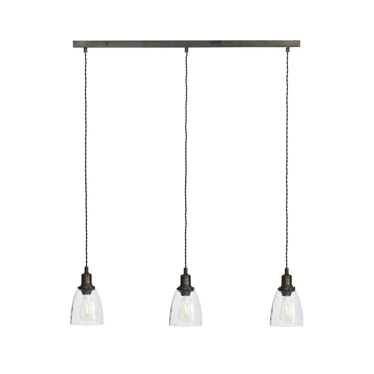 Trio of Hoxton Domed Pendant Light - Antique Bronze