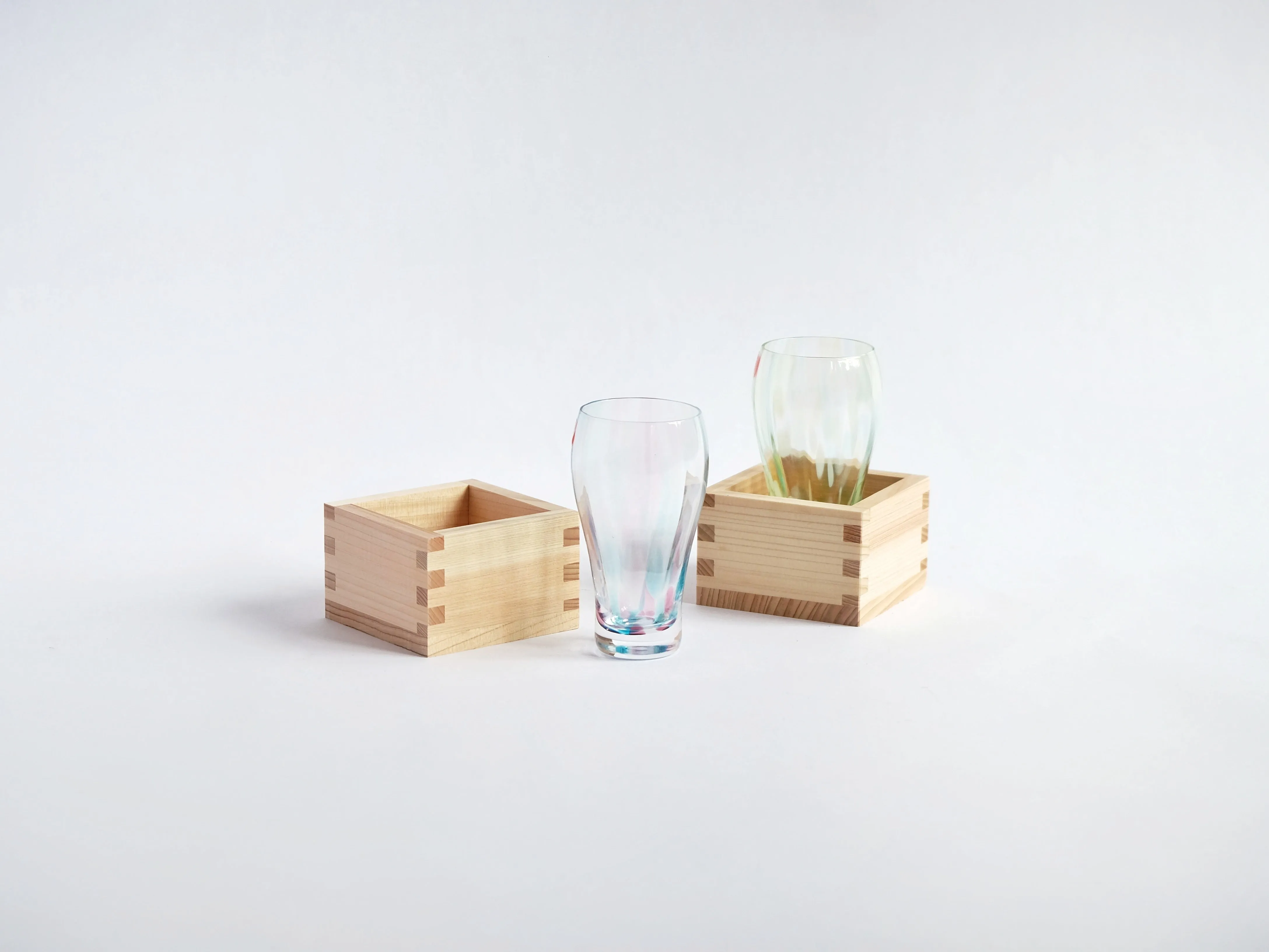 Tsugaru Vidro Sake Glass with Masu