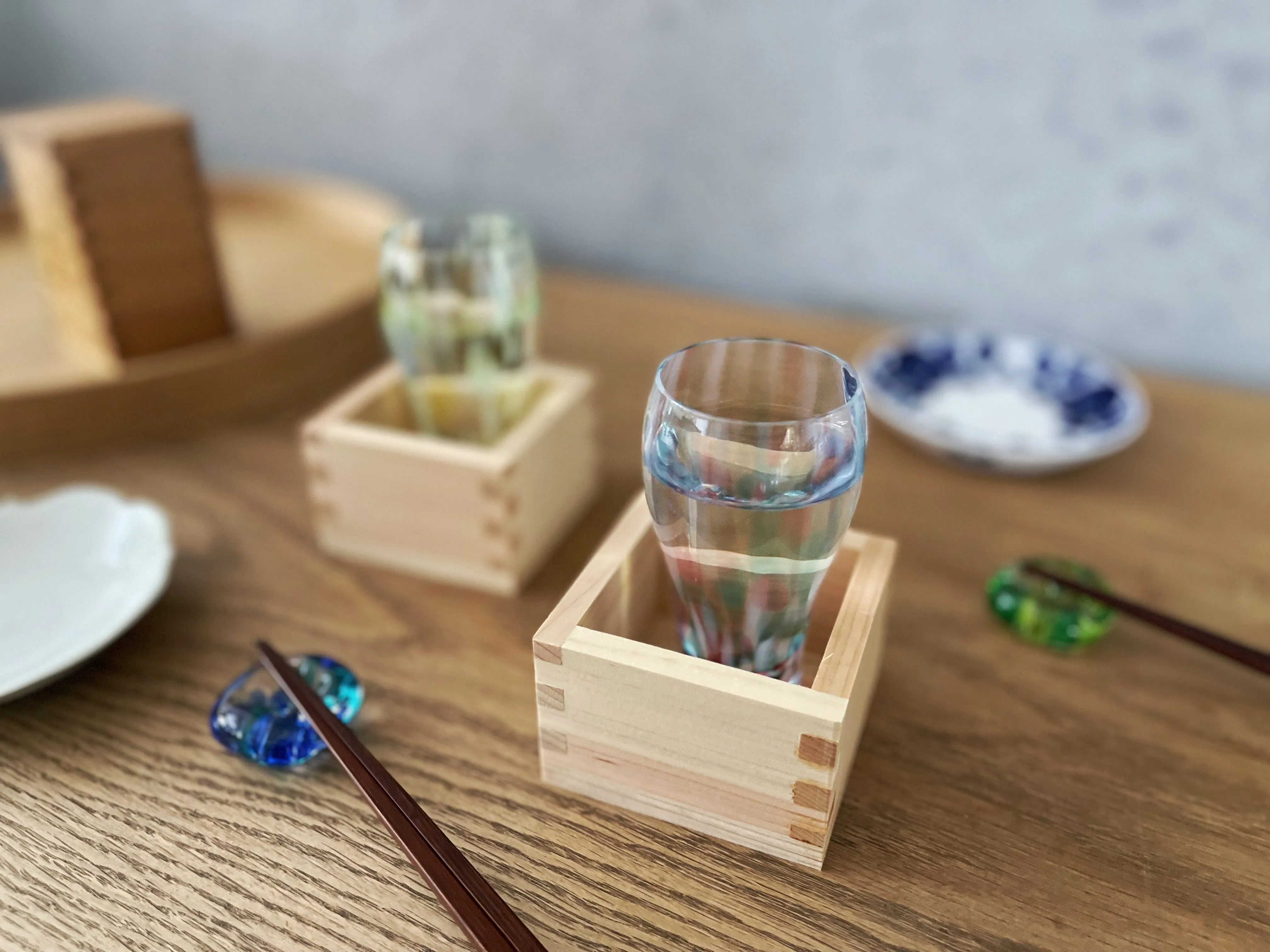 Tsugaru Vidro Sake Glass with Masu