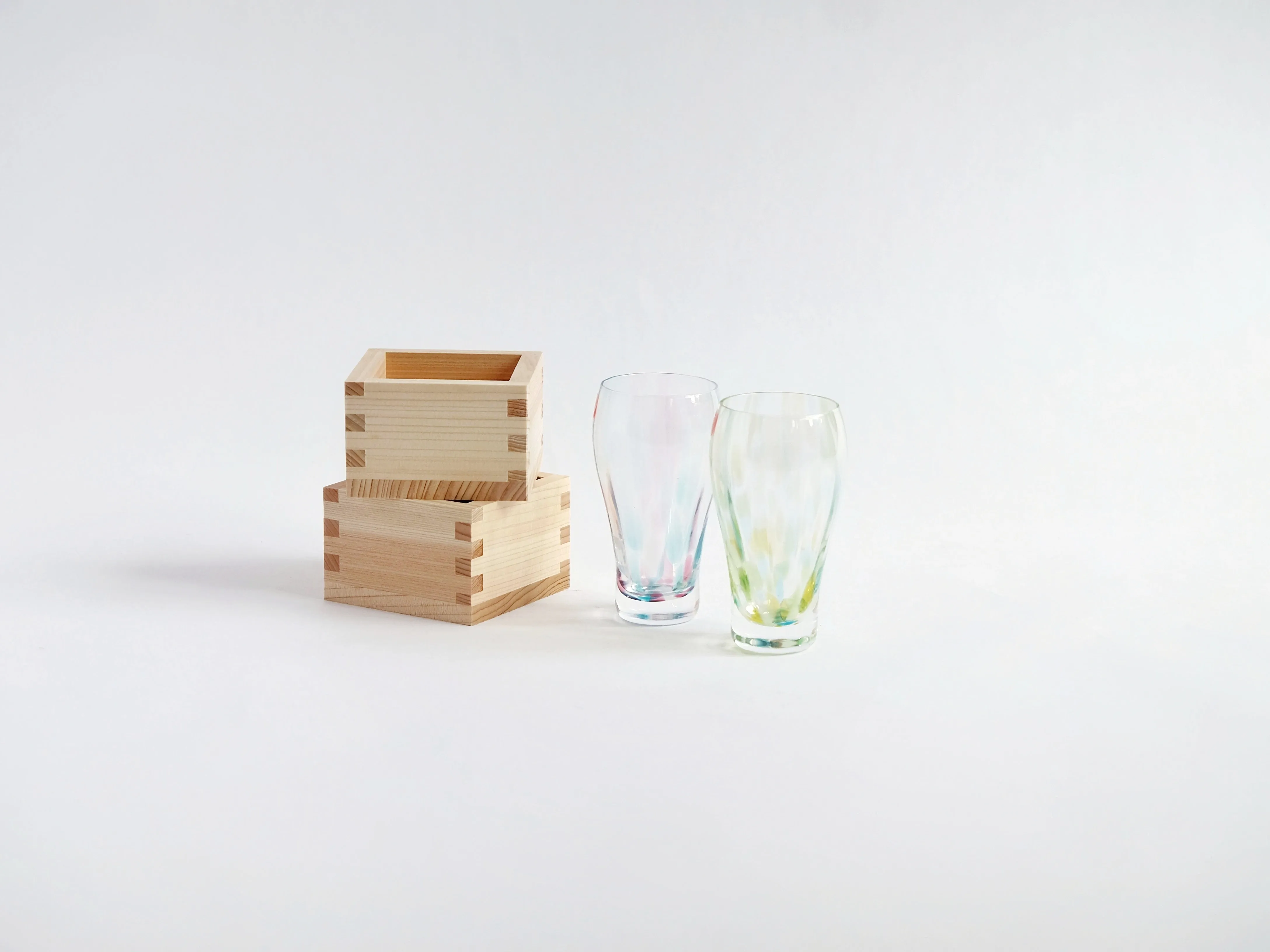 Tsugaru Vidro Sake Glass with Masu