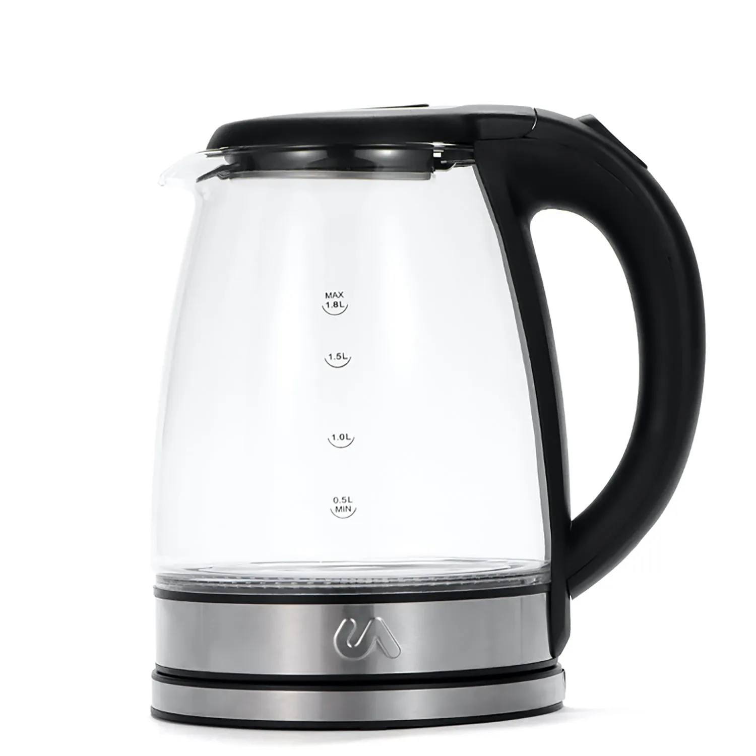 Uber Appliance 1.8L Glass & Stainless Steel Water Boiler, Heater & Electric Tea Kettle