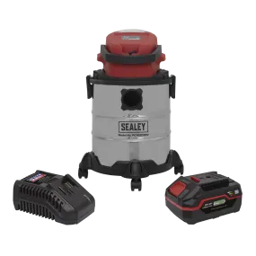 Vacuum Cleaner 20L Wet & Dry Cordless 20V with 4Ah Battery & Charger