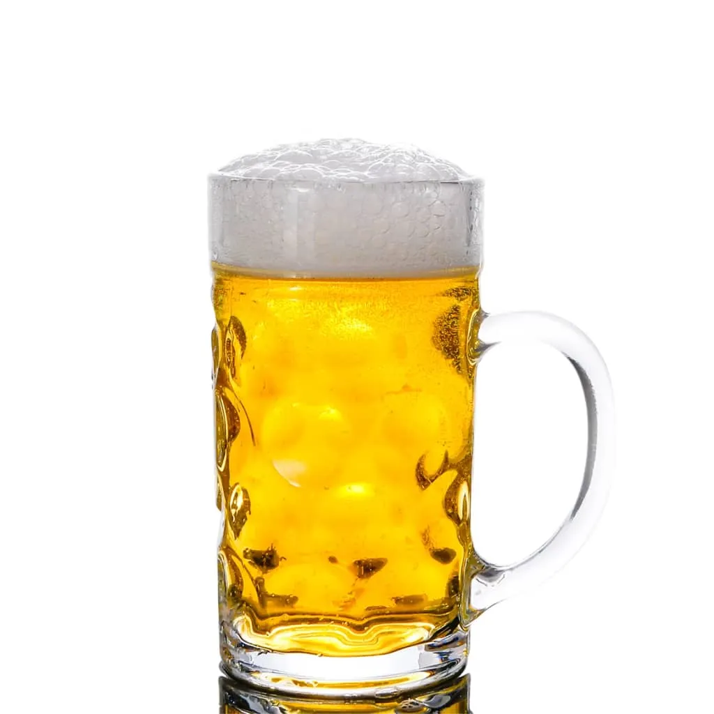 vidaXL Beer Mugs with Handle Glass 6 pcs 1000 ml