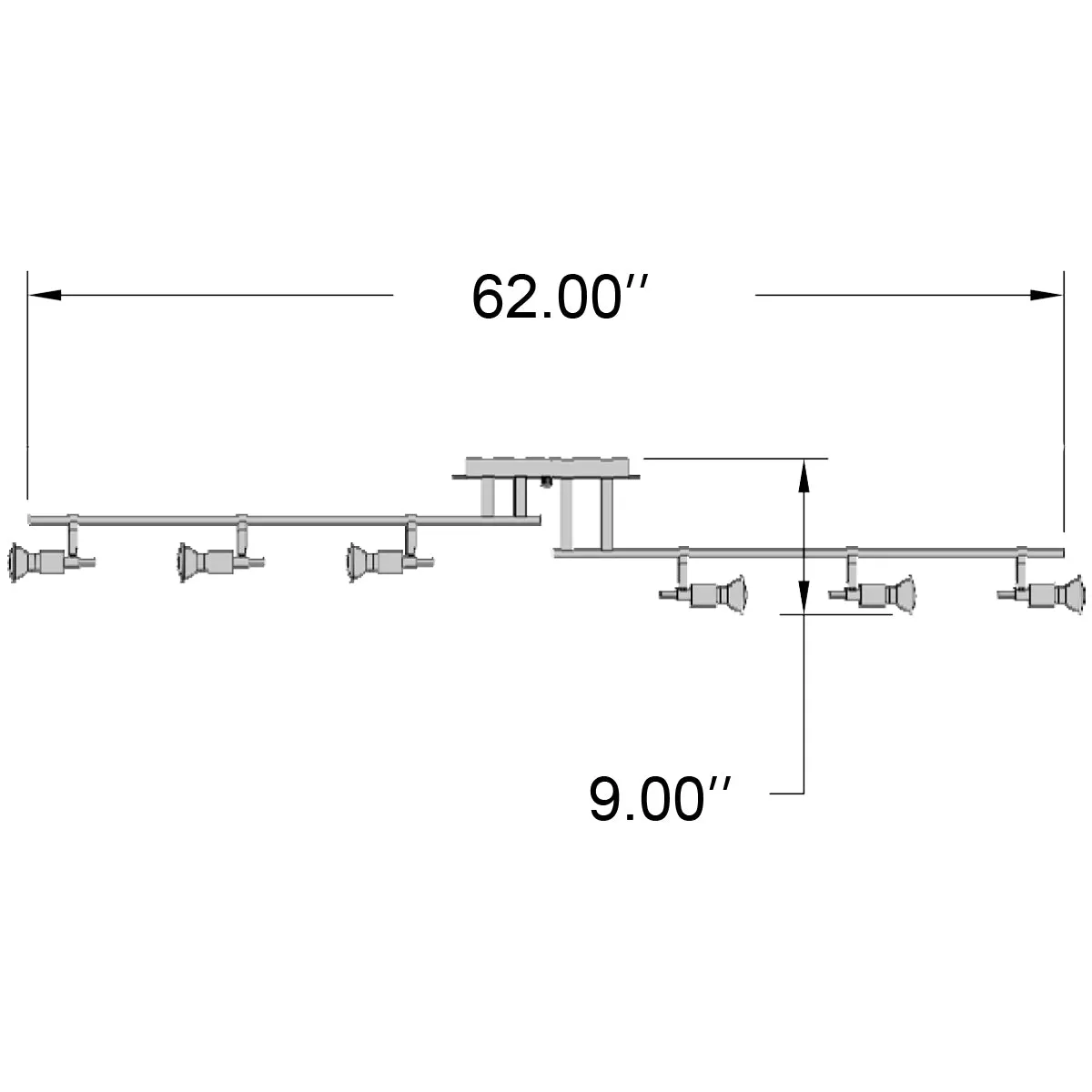 Viper 6 Light Adjustable Track Light Fixture, Brushed Steel