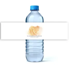 Watercolor Monogram Wedding Water Bottle Labels