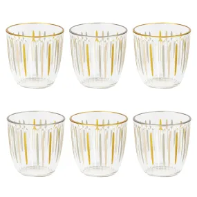 White & Gold Striped Glass Tumblers - 6 Pack