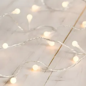 White Ball Fairy Lights | 40 LED Bulbs | Decorative Indoor